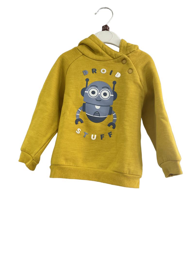 Preloved Mayoral - Yellow Robot, Droid Stuff Jumper/Hoodie. (18-24m)