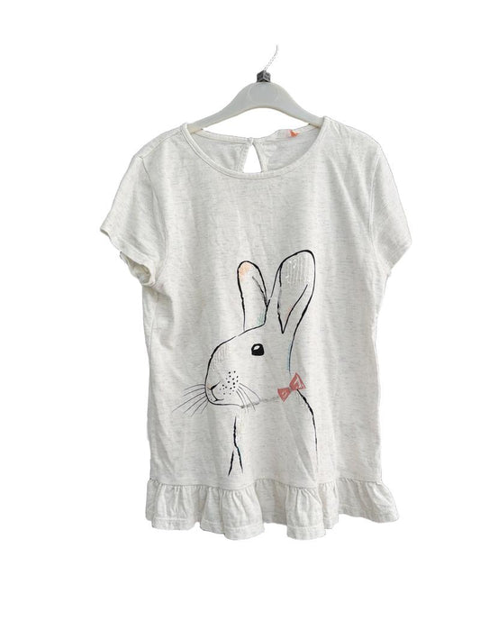 Preloved John Lewis - White Fleck Sequin Rabbit T Shirt (12-13y)
