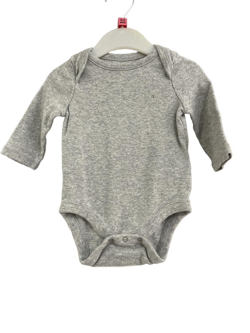 Preloved Baby Gap - Grey Long Sleeve Vest/Top/Bodysuit. (0-3m)