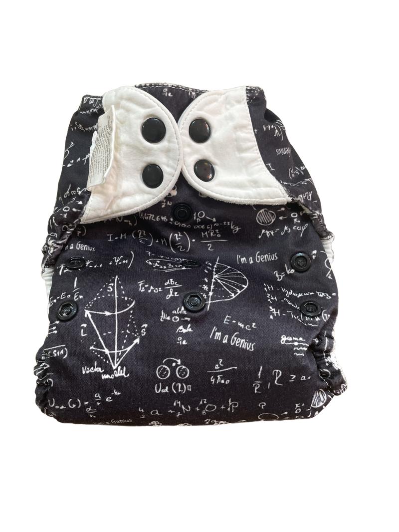 Preloved BumGenius - Black Algebra Print Reusable Nappy.