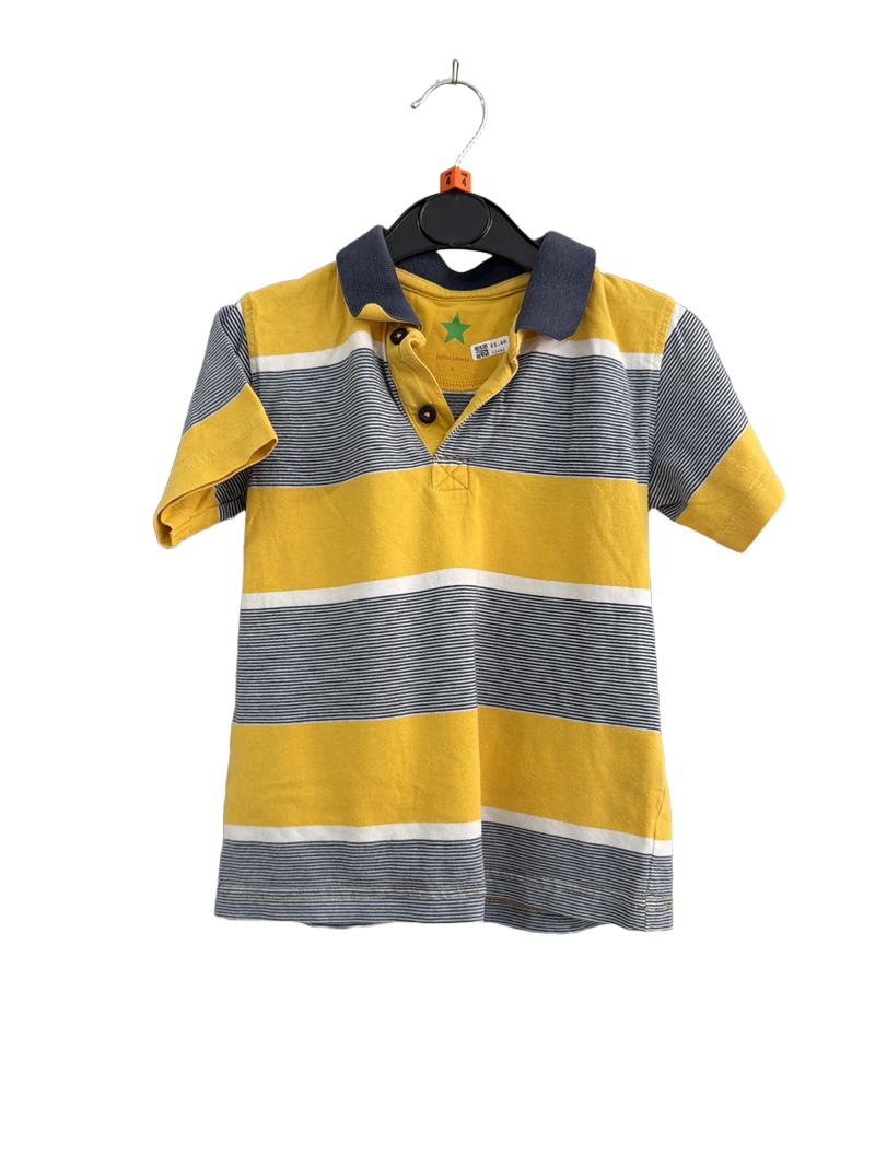Preloved John Lewis - Navy Yellow Stripe Short-sleeved Polo Shirt (4-5y)