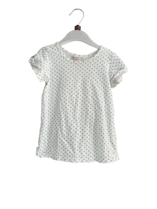 Preloved Marks & Spencer - White Green Polka Dot Short-sleeved Shirt (18-24m)