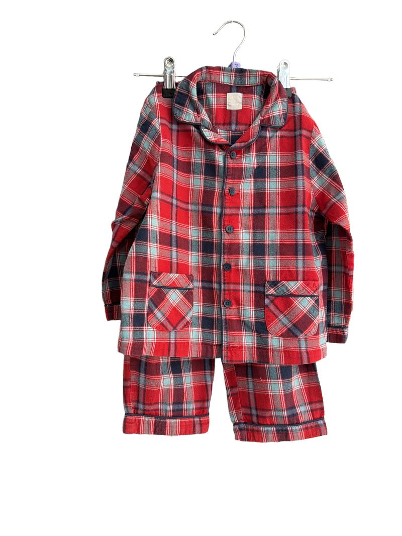 Preloved John Lewis - Red Blue Check Flannel Pyjama Set (3y)