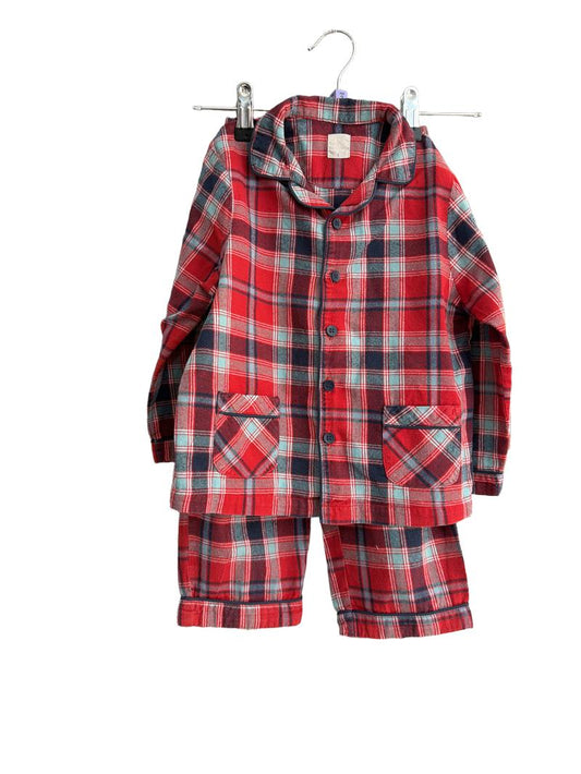 Preloved John Lewis - Red Blue Check Flannel Pyjama Set (3y)