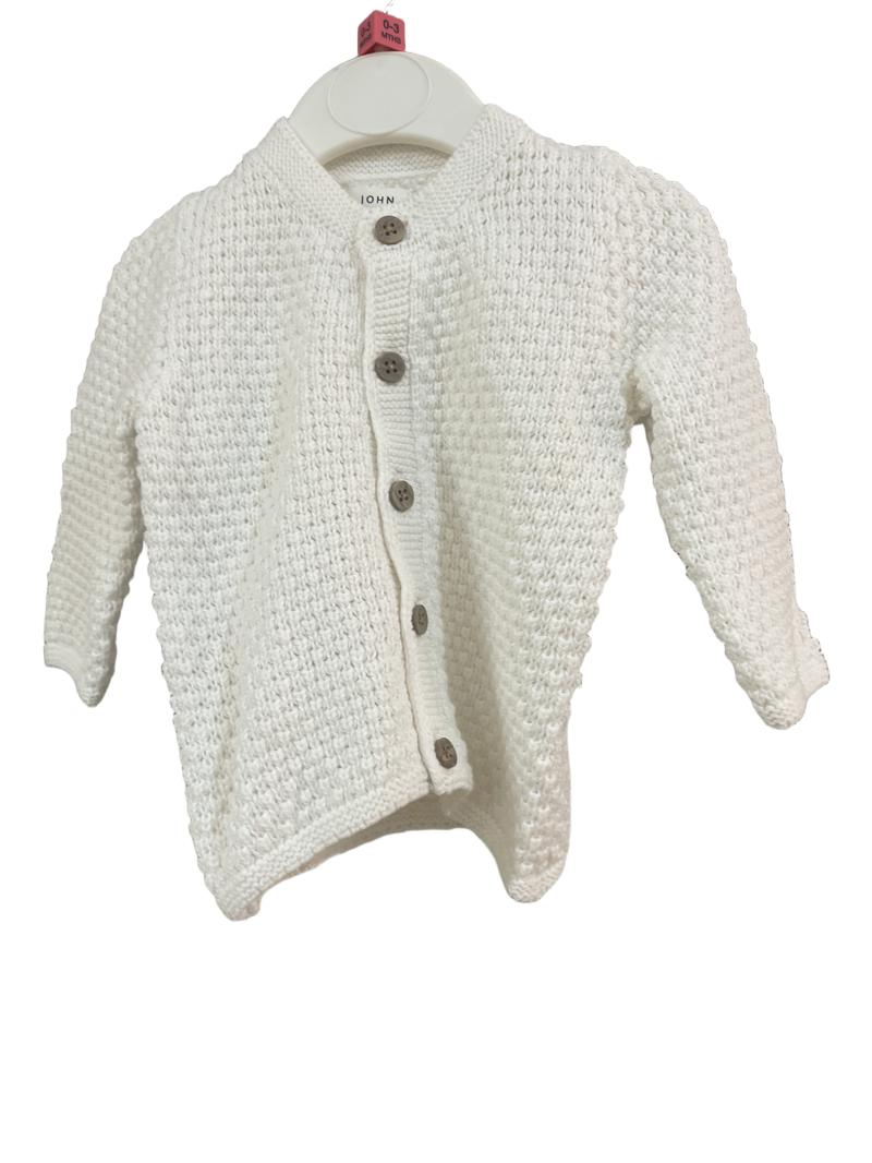 Preloved John Lewis - White Knitted Cardigan (0-3m)