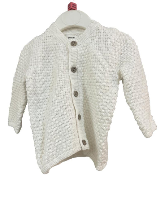 Preloved John Lewis - White Knitted Cardigan (0-3m)