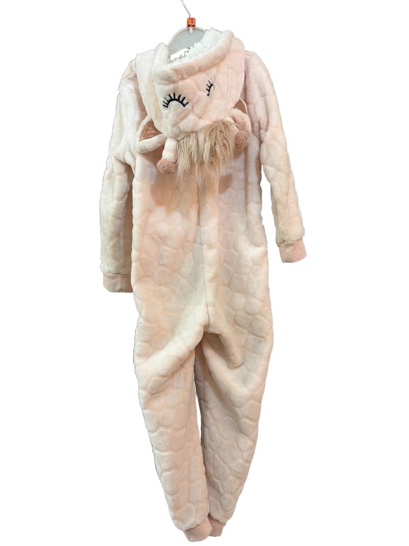 Preloved John Lewis - Pink Animal Fleece Zip Onesie (4y)