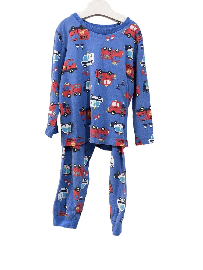 Preloved Matalan Retail Ltd - Sleepwear - Blue Pyjamas With Red Fire Engine And Police Car Print (4-5y)