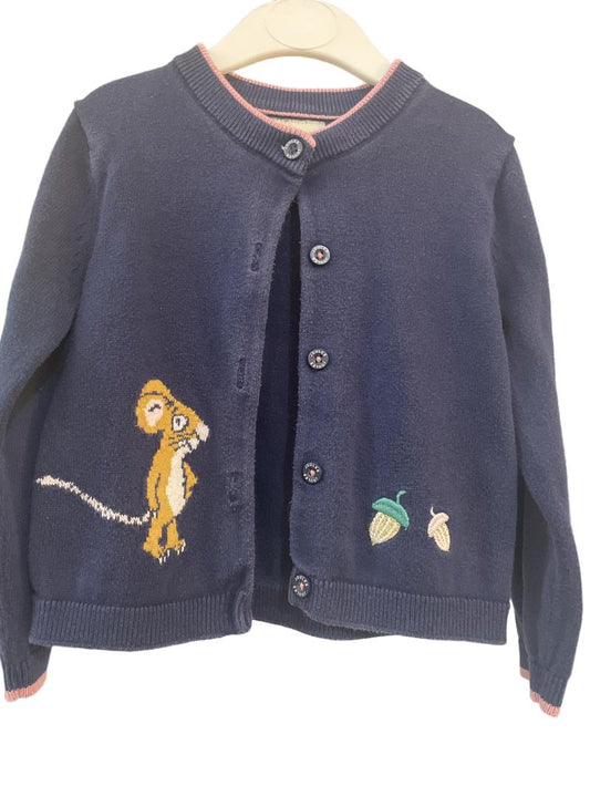 Preloved Joules - Navy Gruffalo Embroidery Cardigan (2-3y)