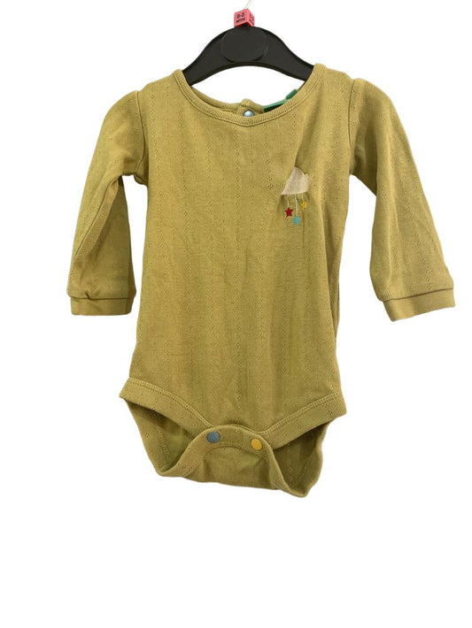 Preloved Little Green Radicals - Long Sleeve Mustard Pointelle Knit Bodysuit With Embroidered Cloud. (0-3m)