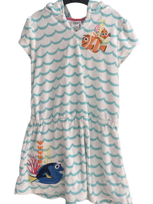 Preloved Disney - Blue And White Terrycloth With Finding Nemo Fish Cover Up Dress  (7-8y) - Swimwear