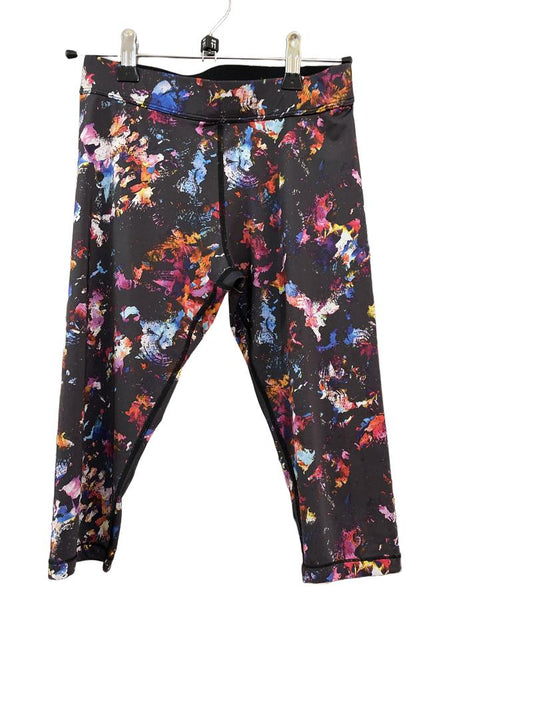 Preloved USA Pro - Black Multicolour Pattern Stretch Capri Athletic Leggings (11-12y) - Trousers
