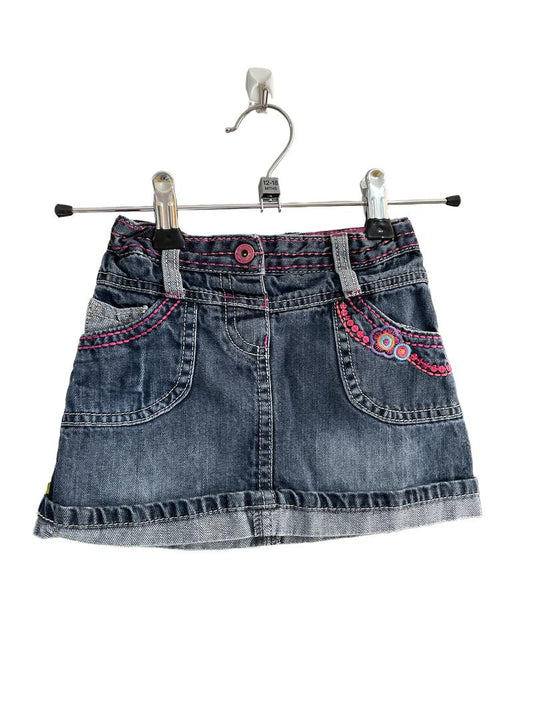 Preloved Butterfly - Blue Jean Skirt With Sequins (12-18m)