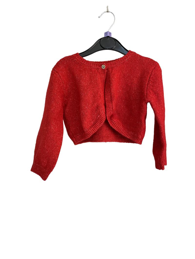 Preloved Marks & Spencer - Red Sparkle Cardigan Bolero (3-4y)
