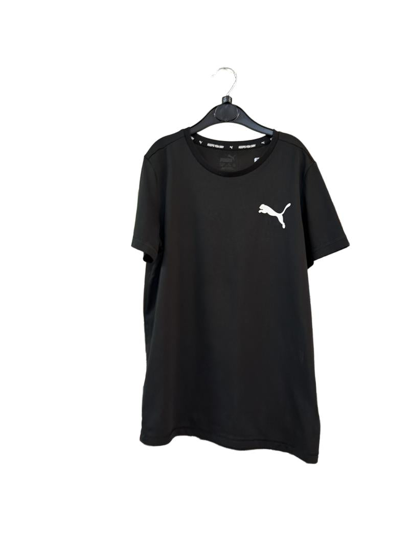 Preloved Puma - Black Short-sleeved Athletic Wicking Top (11-12y)