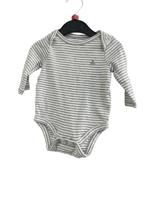 Preloved Baby Gap - Grey Stripe Long Sleeve Vest Top. (0-3m)