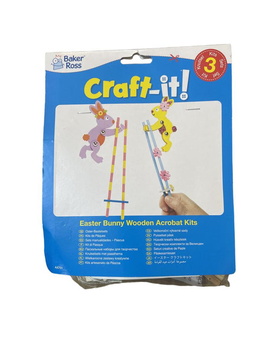 Preloved Toys - Craft It Easter Bunny Wooden Acrobat Kits - Baker Ross
