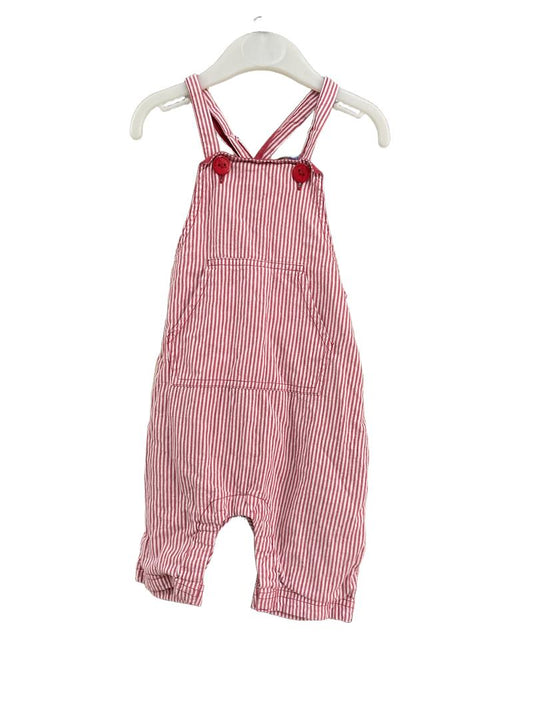 Preloved Pigeon - Red White Stripe Organic Cotton Shorts Dungarees (3-6m)