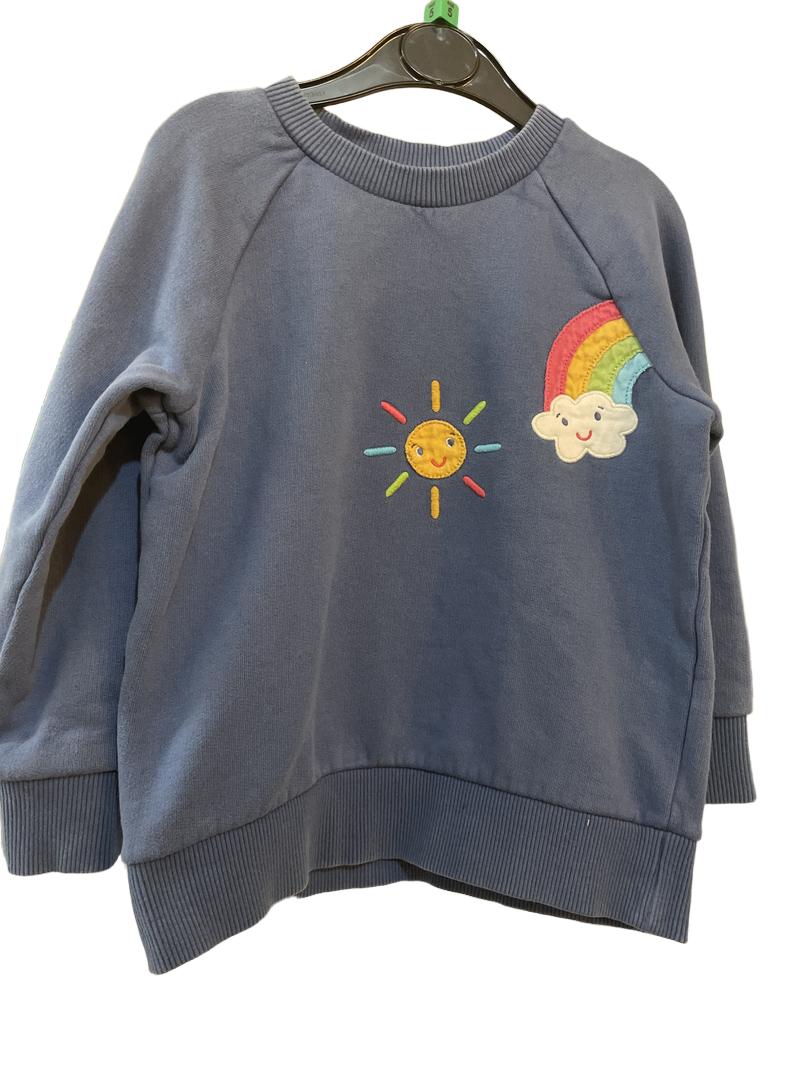 Preloved Kite - Blue Sun And Rainbow Applique Sweatshirt (5-6y)