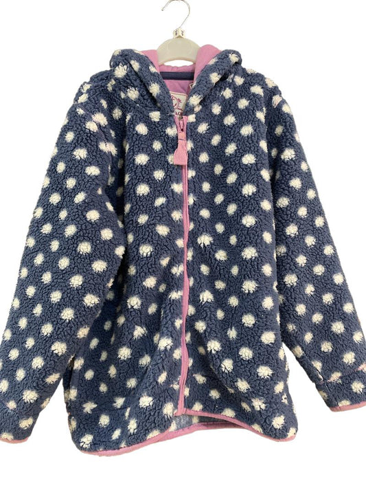 Preloved Lazy Jacks Clothing Co. - Blue White Polka Dot Fleece Borg Hoodie (9-10y)