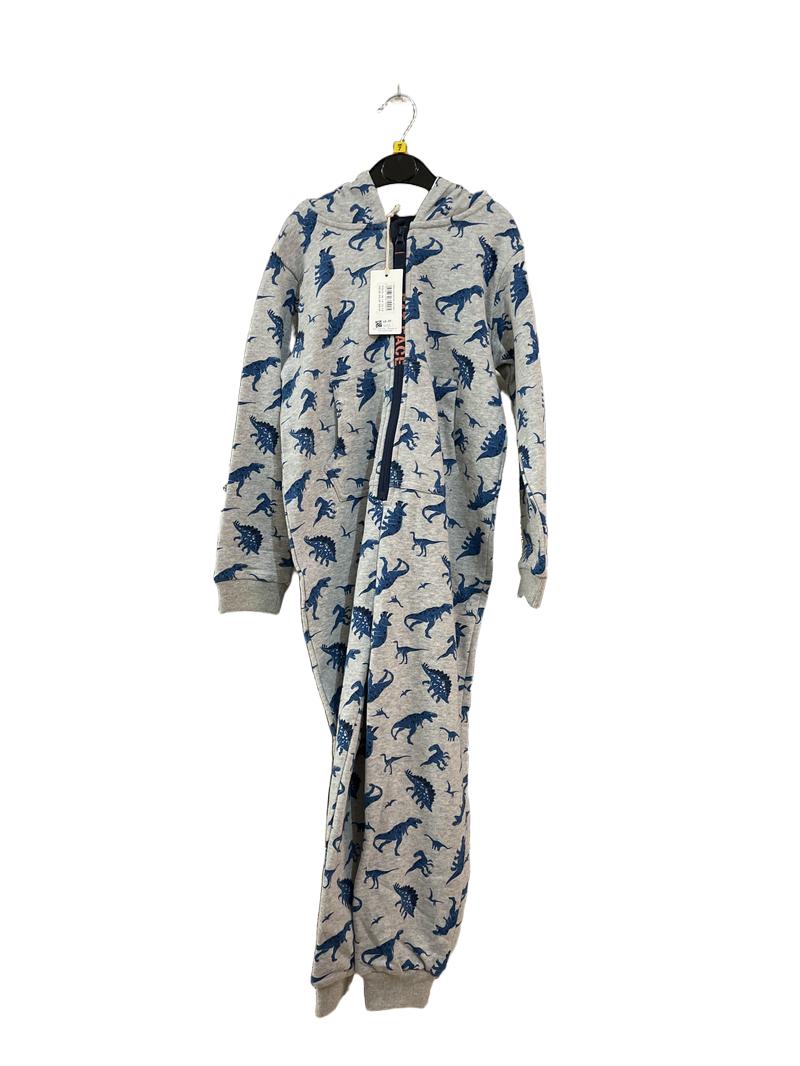 Preloved Fatface - Gray Blue Dinosaur Print Onesie, NEW With Tags (7-8y)