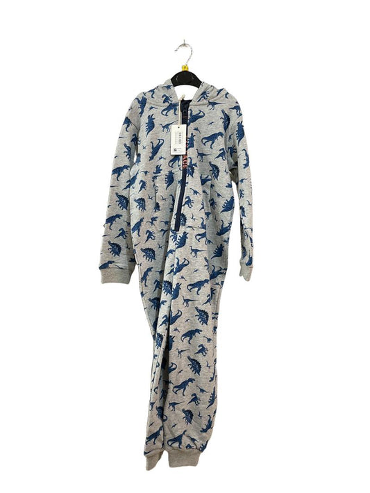Preloved Fatface - Gray Blue Dinosaur Print Onesie, NEW With Tags (7-8y)