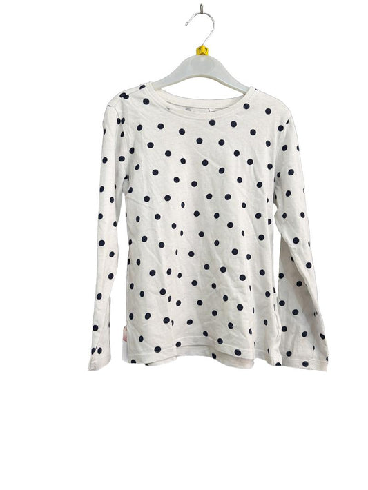 Preloved Sinsay - White Blue Polka Dot Long-sleeved T Shirt (7-8y)