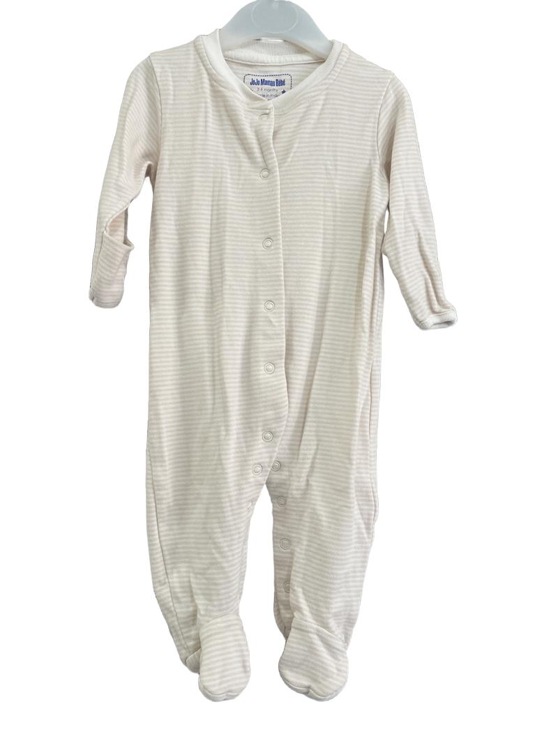 Preloved Jojo Maman Bebe - Pink Stripe Sleepsuit. (3-6m)