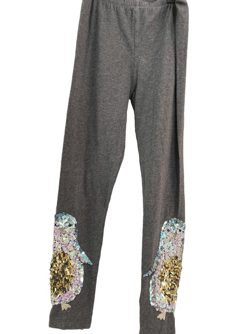 Preloved Monsoon - Gray Leggings With Sequin Penguins (9-10y)