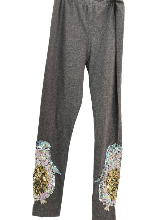 Preloved Monsoon - Gray Leggings With Sequin Penguins (9-10y)