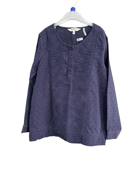Preloved Fatface - Navy Cotton Embroidered Long-sleeved Top (6-7y)