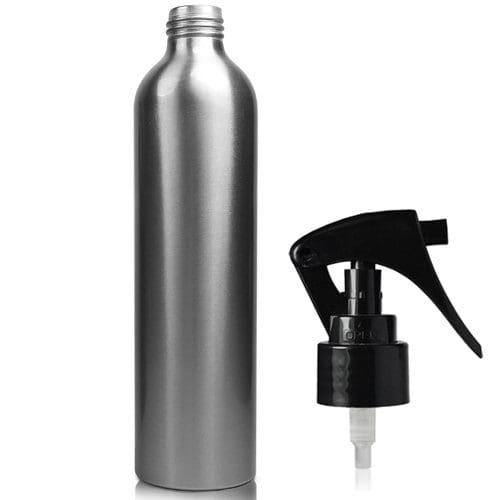 Brushed Aluminium Metal Bottle With Mini Trigger Spray - 300 ml