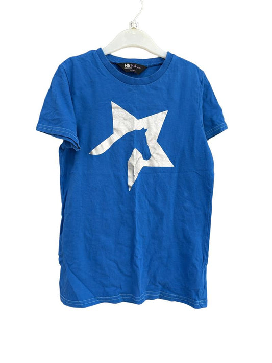 Preloved HY Equestrian Fashion - Blue Silver Horse Star T Shirt (9-10y)