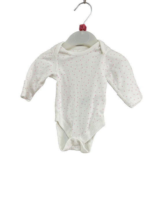 Preloved Marks & Spencer - White Pink Polka Dot Onesie, Newborn (0-3m)