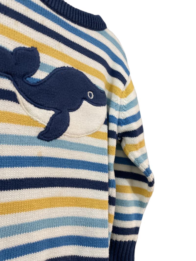 Preloved Kite - Blue Yellow White Stripe Whale Jumper (2-3y)