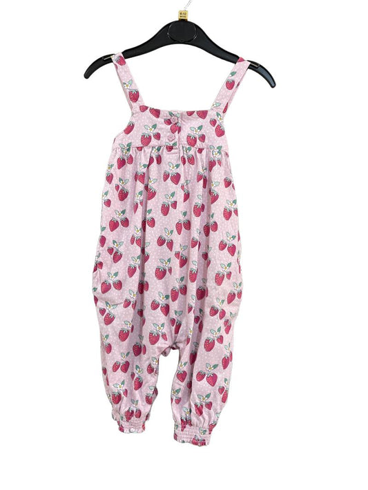 Preloved Jojo Maman Bebe - Pink Strawberry Dungarees (6-12m)