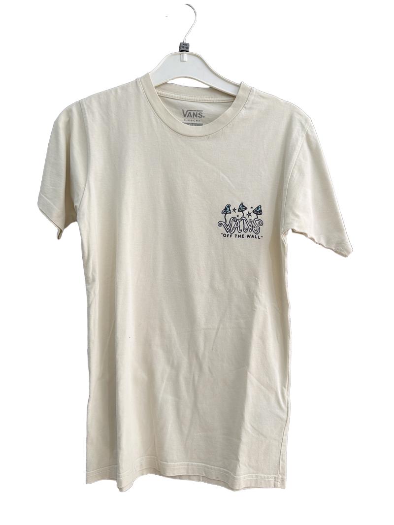 Preloved Vans - Cream VANS Off The Wall T Shirt, X-Small (12-13y)