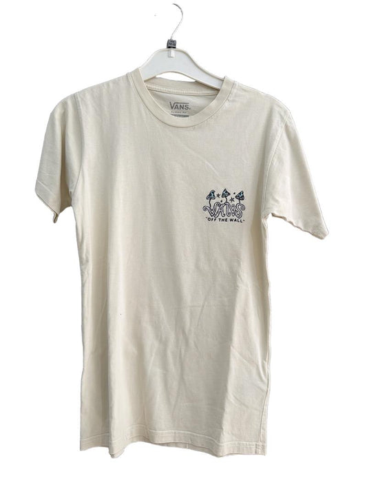 Preloved Vans - Cream VANS Off The Wall T Shirt, X-Small (12-13y)