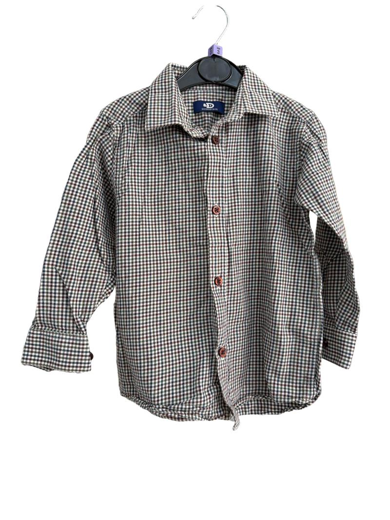 Preloved Duck & Dodge - Blue, Green, Maroon, White Check Shirt (3-4y)
