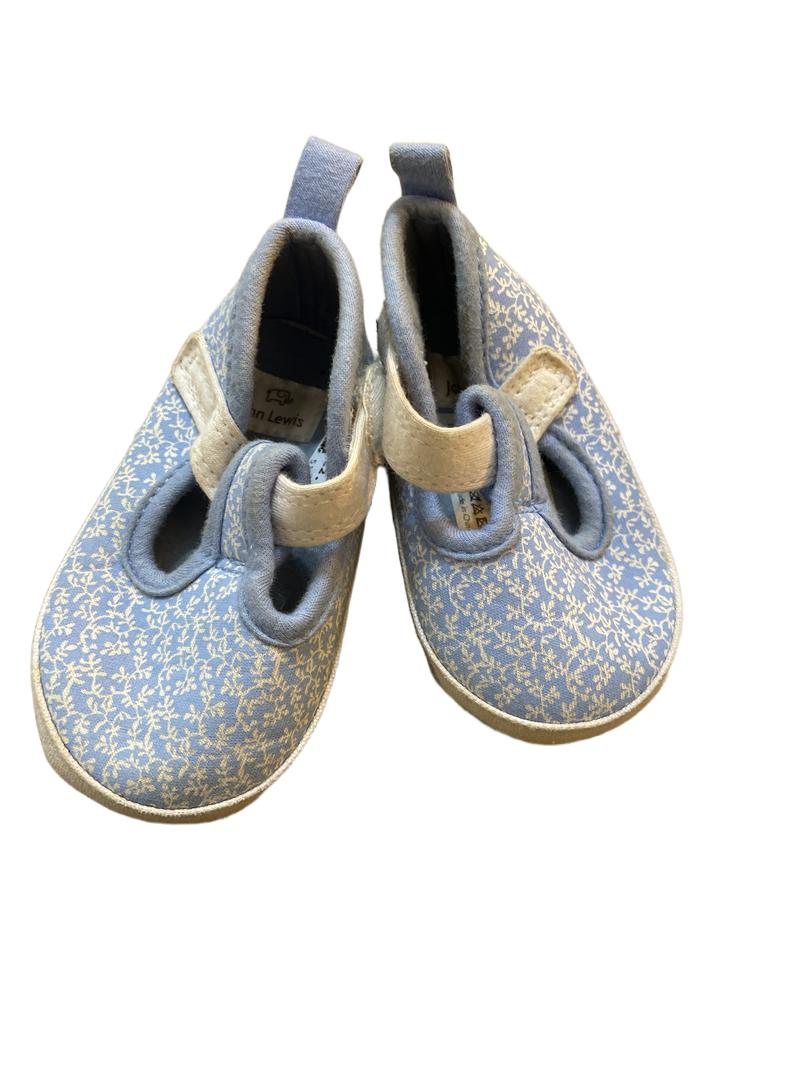 Preloved Toys - Blue Canvas Floral Print Shoes - John Lewis (3-6m)