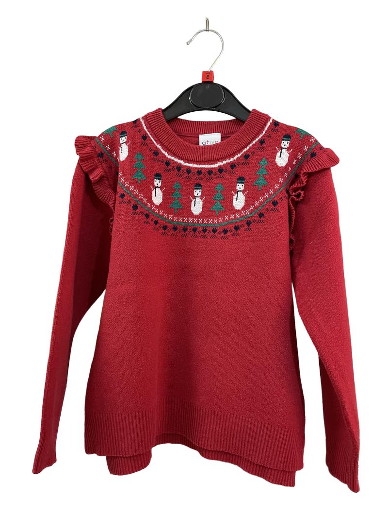 Preloved Ativo - Red Snowman Christmas Jumper (8-9y)