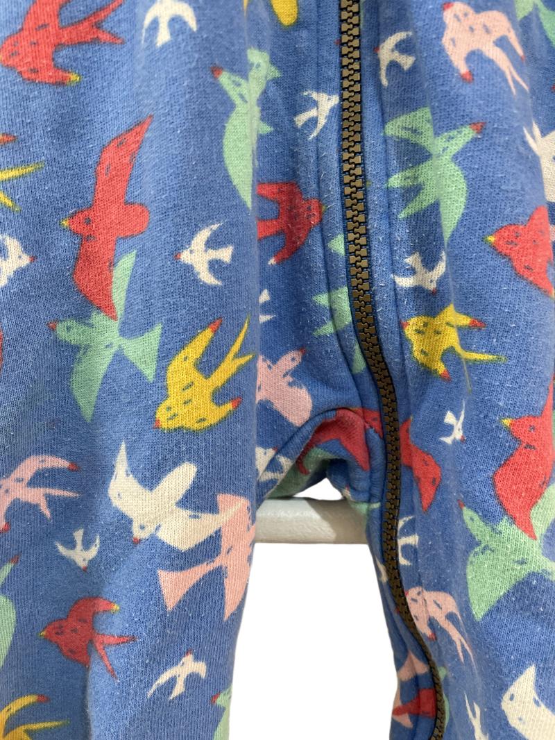 Preloved Frugi - Blue Bird Print Long-sleeved Sweatshirt Onesie (18-24m)
