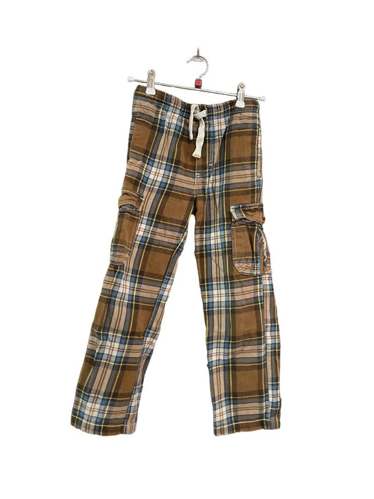 Preloved Mini Boden - Brown Blue Plaid Flannel Cargo Trousers (8-9y)