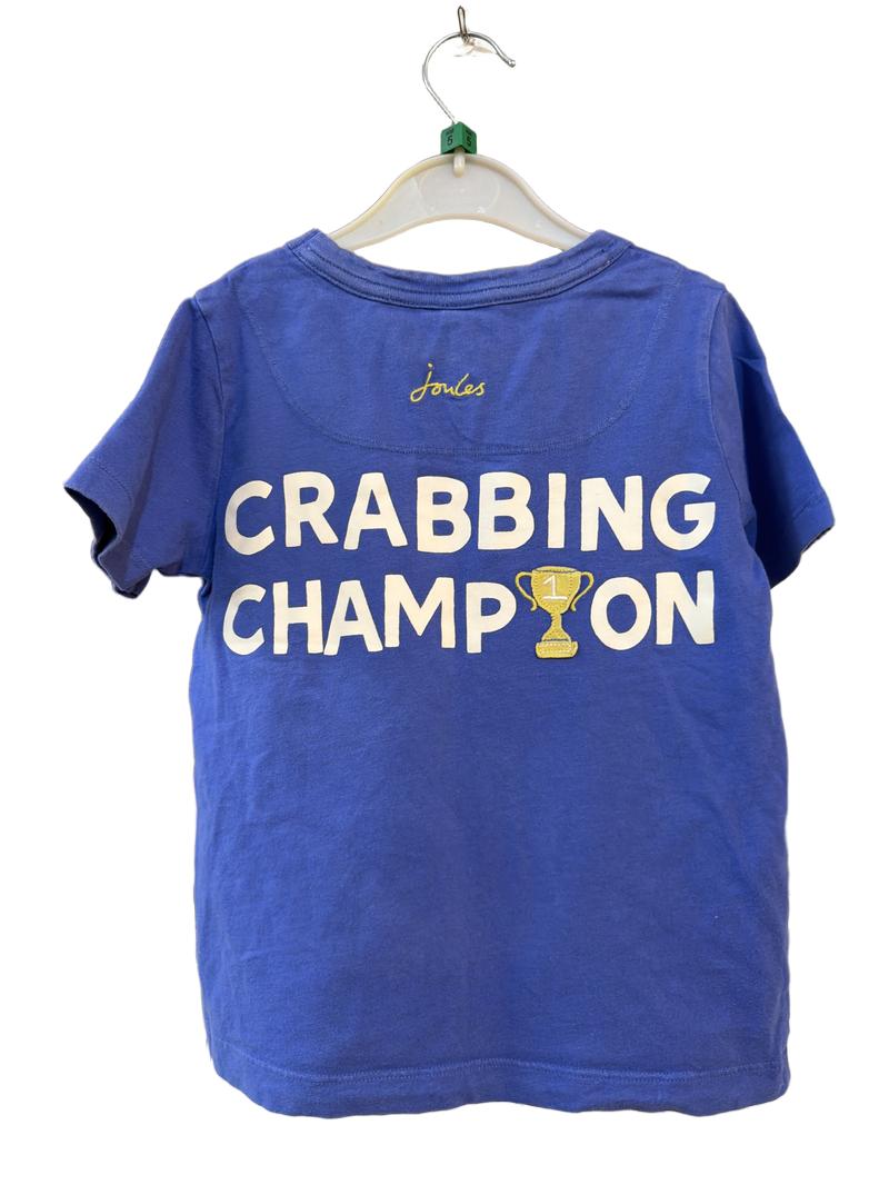 Preloved Joules - Blue Crab Applique T Shirt (5-6y)