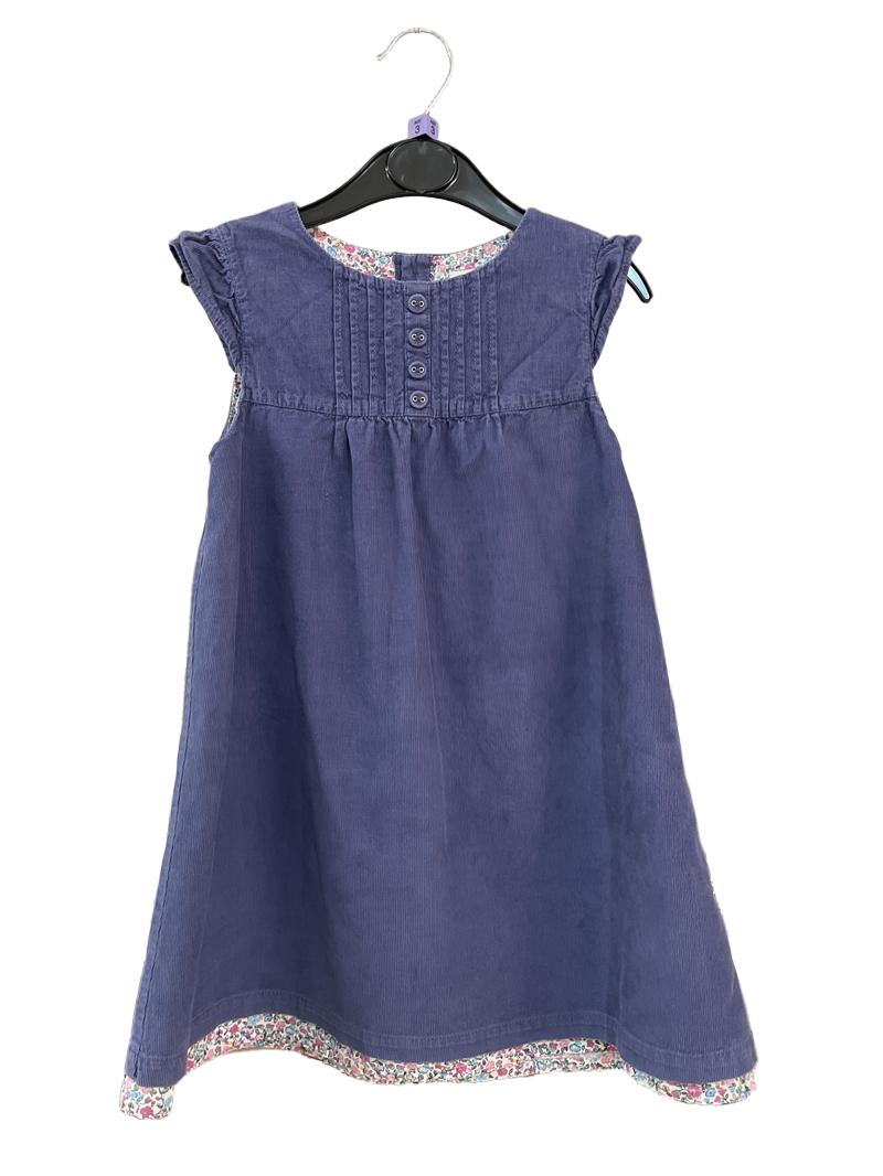 Preloved Jojo Maman Bebe - Blue Corduroy Cap Sleeve Dress (3-4y)