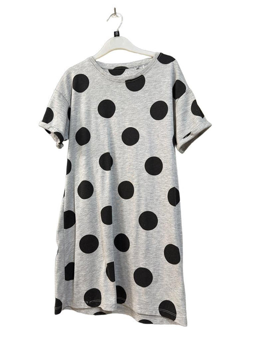 Preloved Next - Grey Black Polka Dot Night Gown Shirt (11-12y)