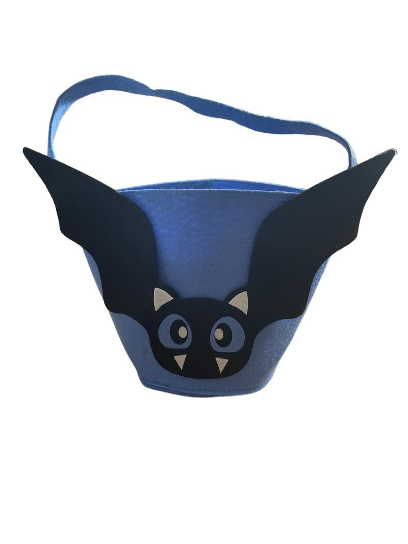 Preloved Unknown Brand - Blue Felt Trick Or Treat Bucket, Bat.