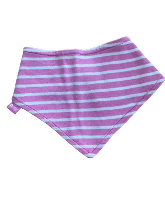 Preloved Jojo Maman Bebe - Dribble Bib - Pink Reversible Stripes And Flowers.