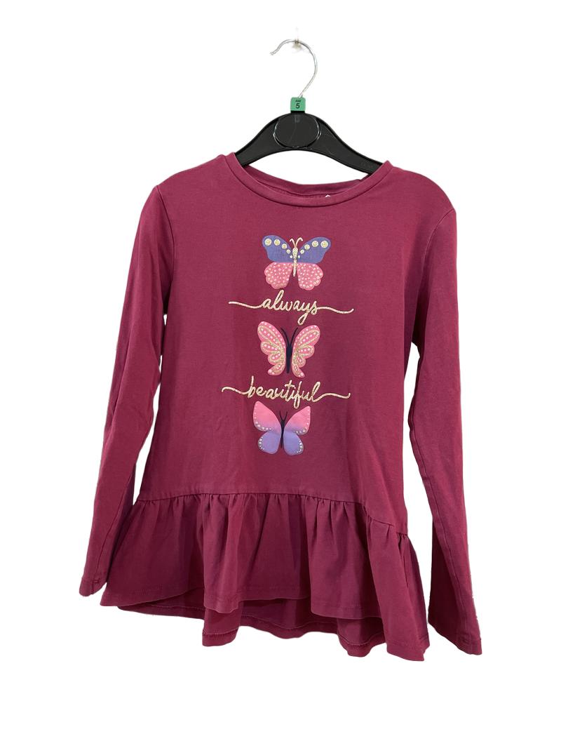 Preloved BluKids - Pink Butterfly Always Beautiful Long-sleeved Shirt (5-6y)