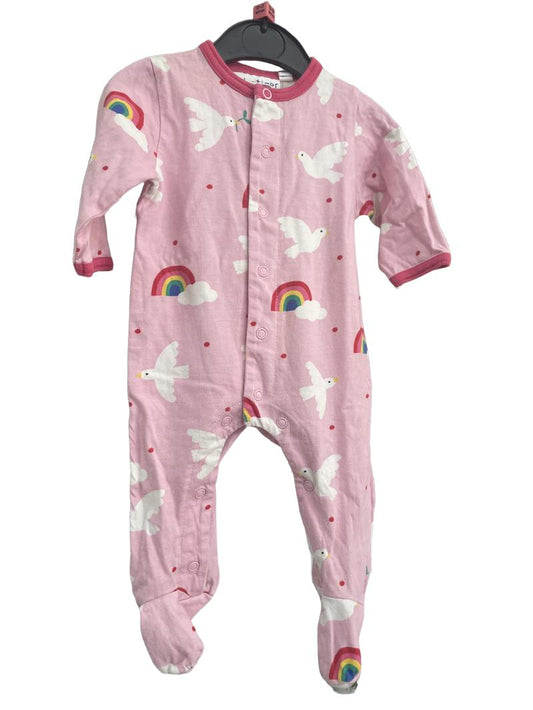 Preloved Toby Tiger - Pink Rainbow Dove Sleepsuit (0-3m)